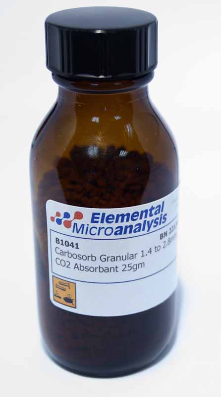 OBSOLETE - Suggested replacement B1323

Carbosorb Granular 1.4 to 2.8mm CO2 Absorbant 25g
SODIUM HYDROXIDE, SOLID,
8, UN1823